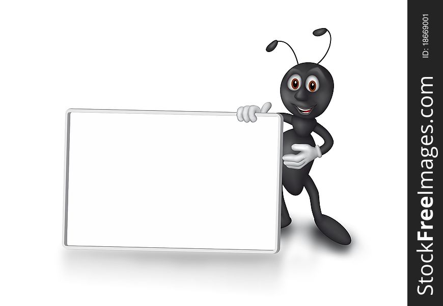 Black ant show to an empty table, isolated on a white background. Black ant show to an empty table, isolated on a white background