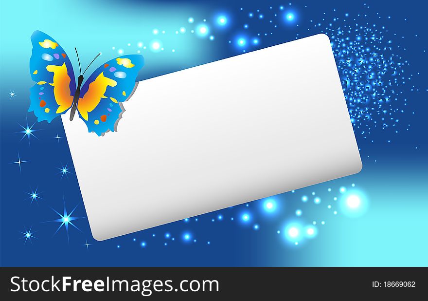 Abstract  Banner With  Butterfly And Stars.