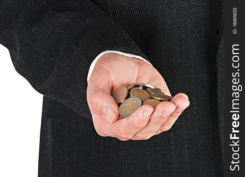 Close up of hand with coins