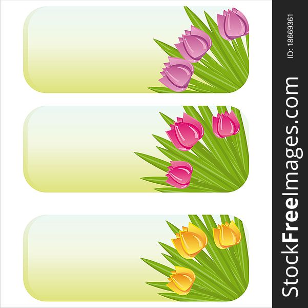 Set of 3 spring banners with tulips