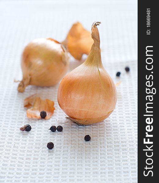 Head of onion on a light background.