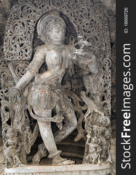 Intricate artwork at an ancient hindu temple in belur karnataka india
