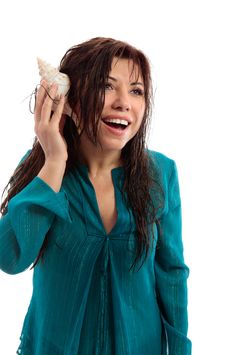 Beautiful Woman With Seashell Royalty Free Stock Photo Beautiful Woman With Seashell Royalty Free Stock Photo