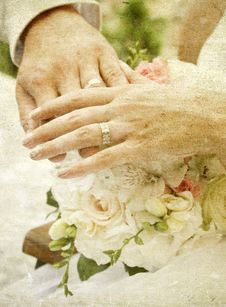 Hands And Rings On Wedding Bouquet Royalty Free Stock Image Hands And Rings On Wedding Bouquet Royalty Free Stock Image