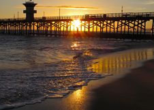 Sunset On The Seal Beach Pier Stock Photos Sunset On The Seal Beach Pier Stock Photos
