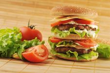 Hamburger With Cutlet Royalty Free Stock Photo Hamburger With Cutlet Royalty Free Stock Photo