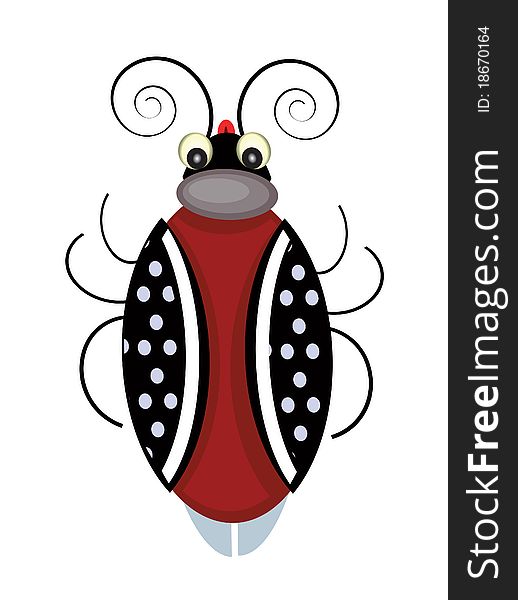 Cute beetle isolated over white