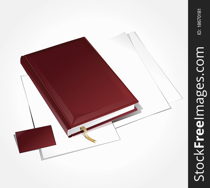 Vector illustration of diary with visit card.