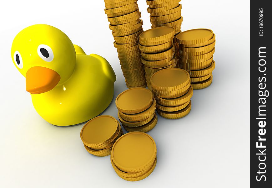 Rubber duck with a lot of money