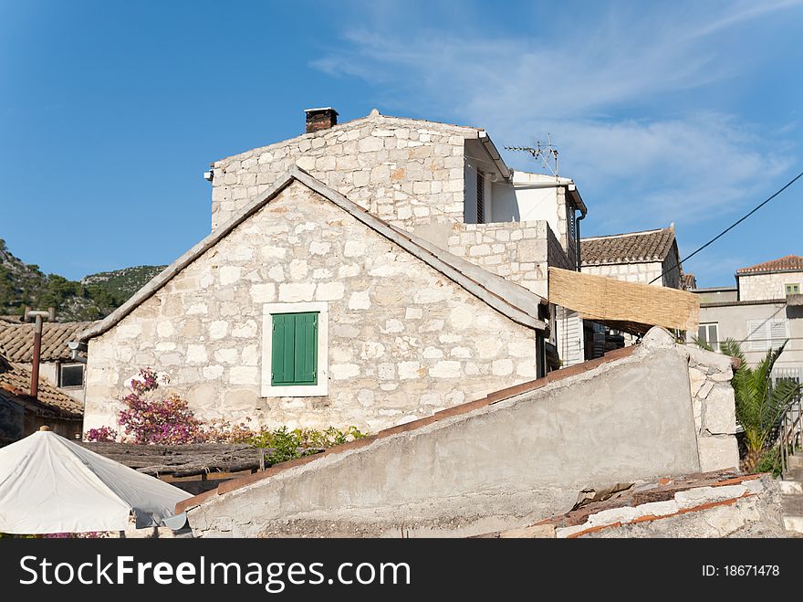 Rooftops over the island of hvar in croatia. Rooftops over the island of hvar in croatia