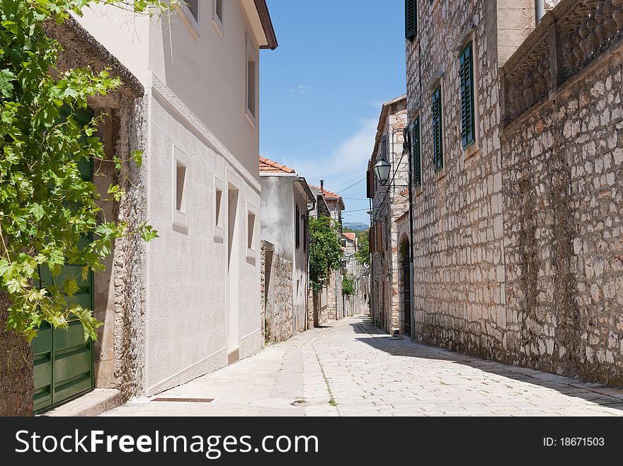 The croatian city of stari grad on the island of hvar in the adriatic sea. The croatian city of stari grad on the island of hvar in the adriatic sea