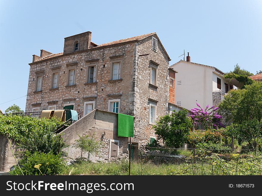 A city veiw of the city of vrboska on the croatian island hvar in the adriatic sea. A city veiw of the city of vrboska on the croatian island hvar in the adriatic sea