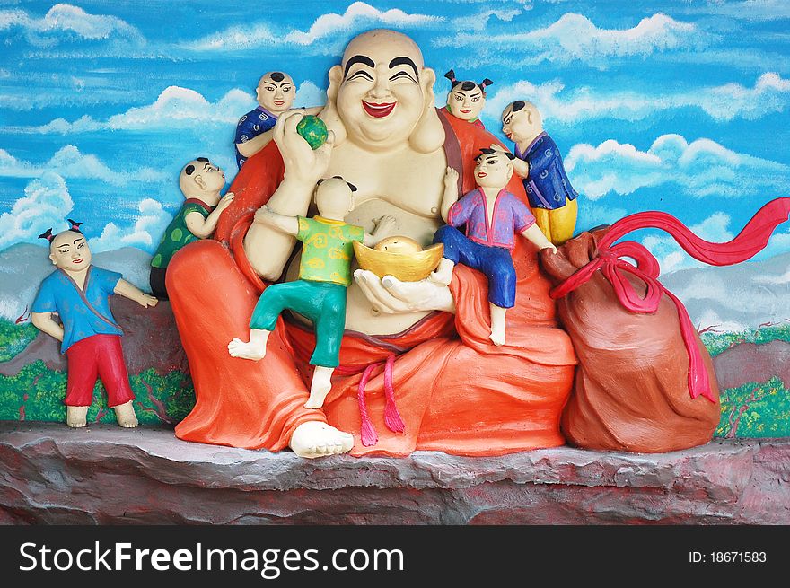 Image of happy buddha at temple