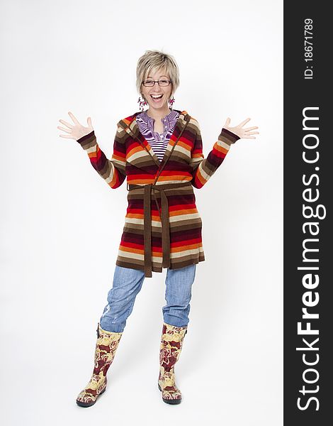 Woman With Gum Boots Ready For Housework