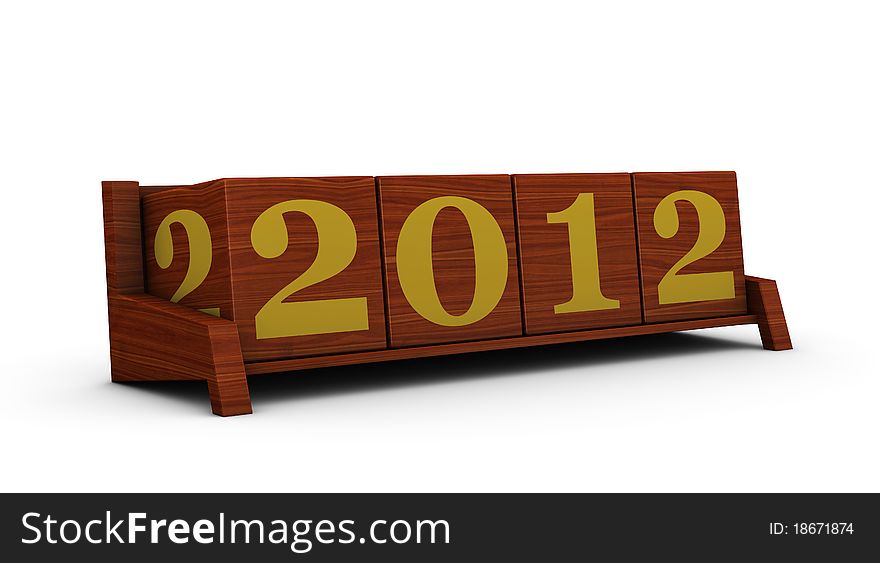 2012 made with wooden cubes. 2012 made with wooden cubes