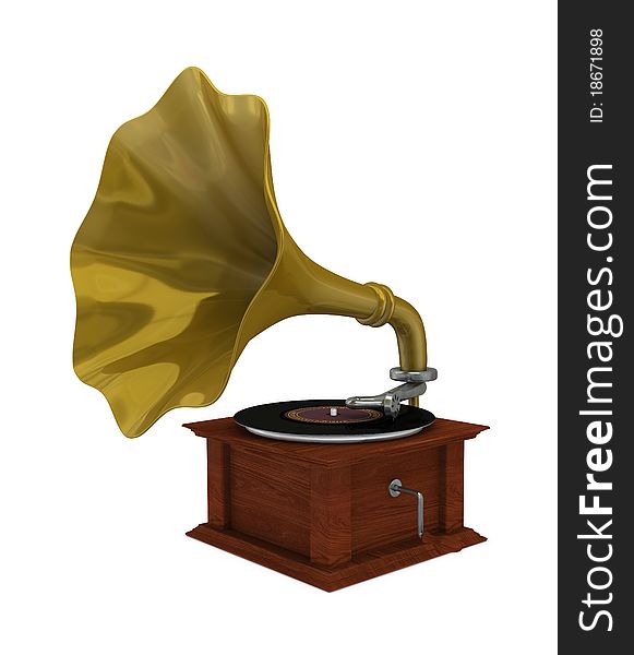 One 3d render of an old gramophone