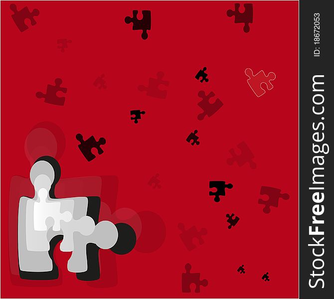 Details of the puzzle on a red background. Details of the puzzle on a red background