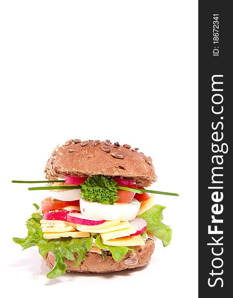 A rich healthy brown sandwich isolated over white background