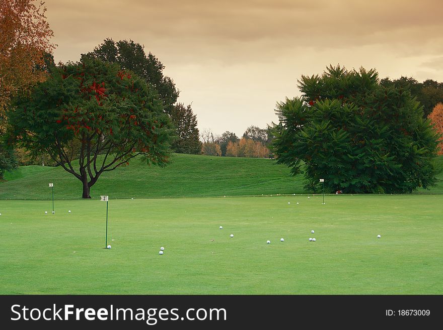 Golf meadow located near Almaty City