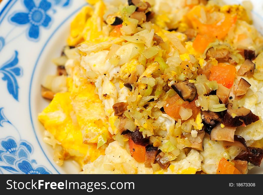 Freshly Cooked Egg With Vegetable Topping