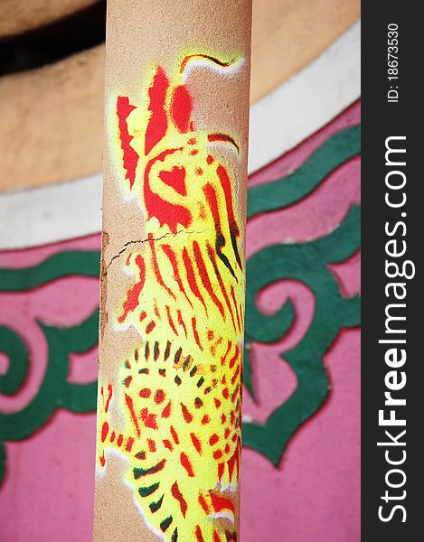 Image of dragon draw on joss stick. Image of dragon draw on joss stick