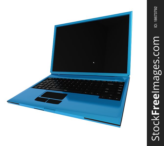 Blue laptop isolated on white background