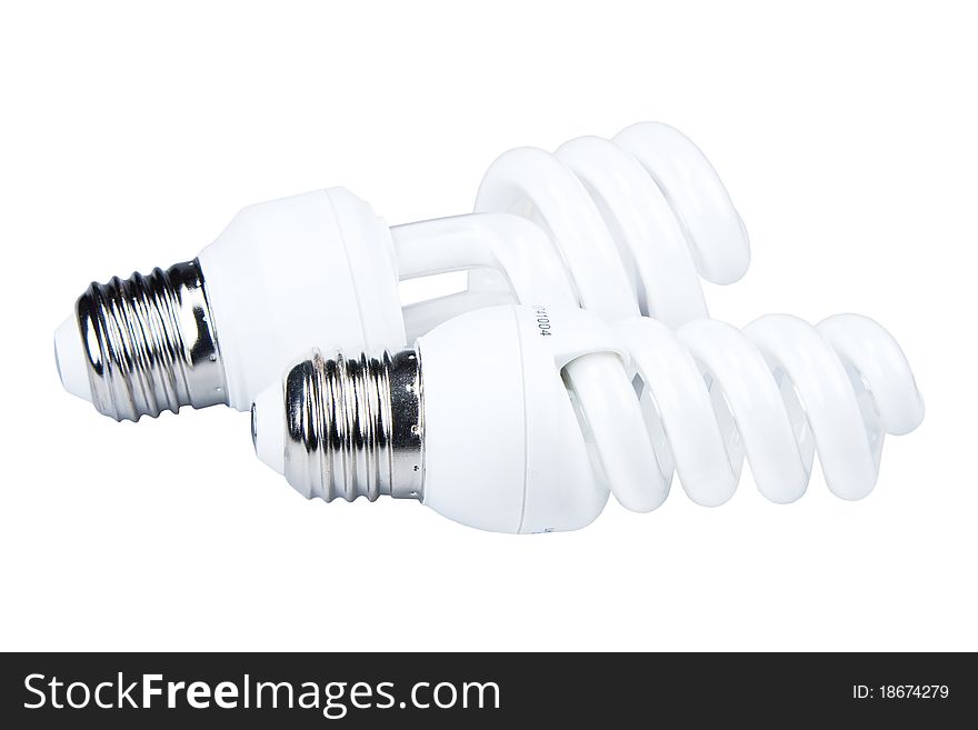 Two electric bulbs it is isolated on a white background. Two electric bulbs it is isolated on a white background