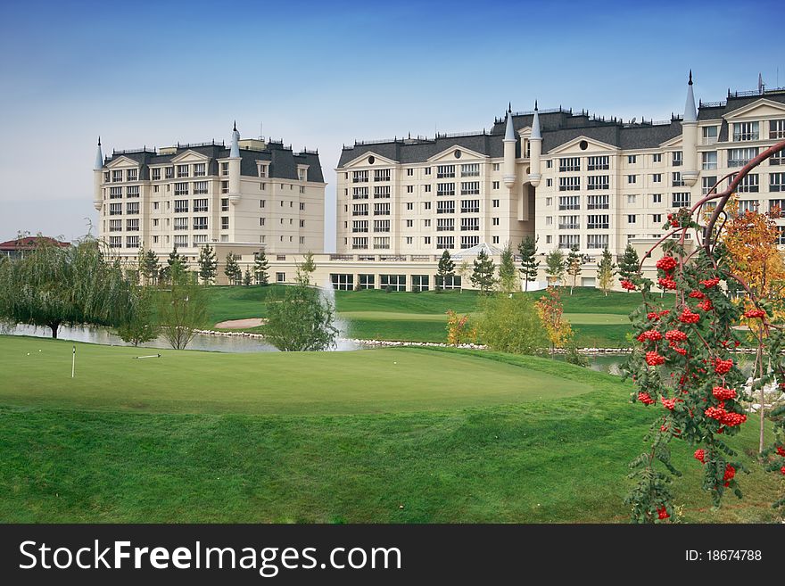 Golf Course Panoramic Scene