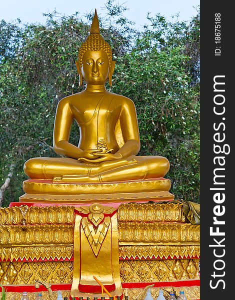 Golden Buddha meditation as a lotus base. Golden Buddha meditation as a lotus base