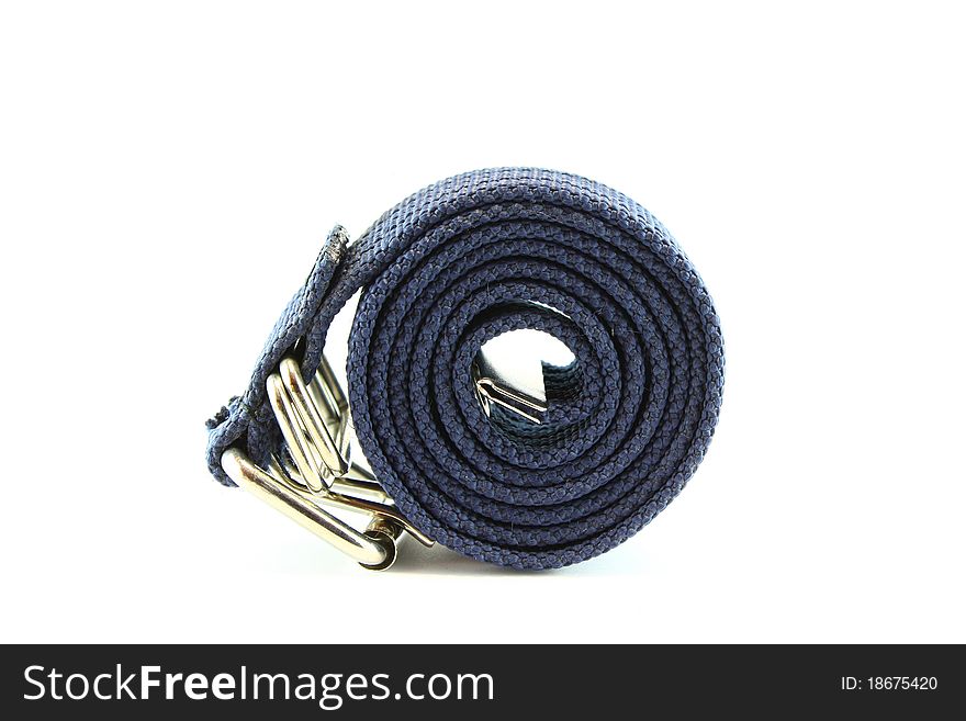 Blue fabric belt on white background