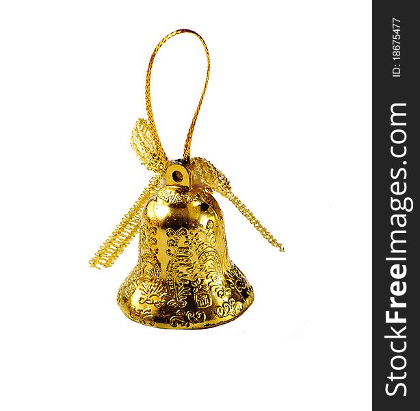 Small yellow bell, over white background. Small yellow bell, over white background