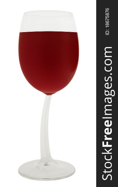 Wineglass of red wine isolated on white background. Clipping path includes.