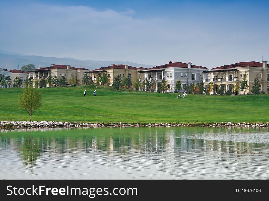 Golf meadow located near Almaty city.