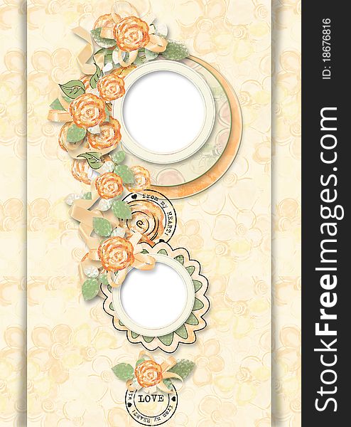 Victorian background with flowers and space for text or photo. Victorian background with flowers and space for text or photo