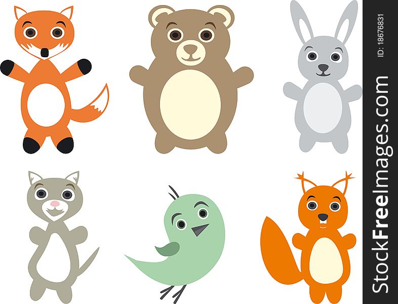 Cartoon wild animals  set