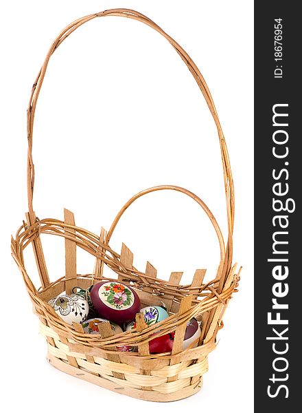 Eggs in Easter Basket isolated