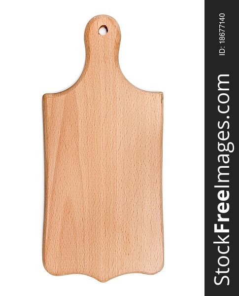 Wooden kitchen board with a white background