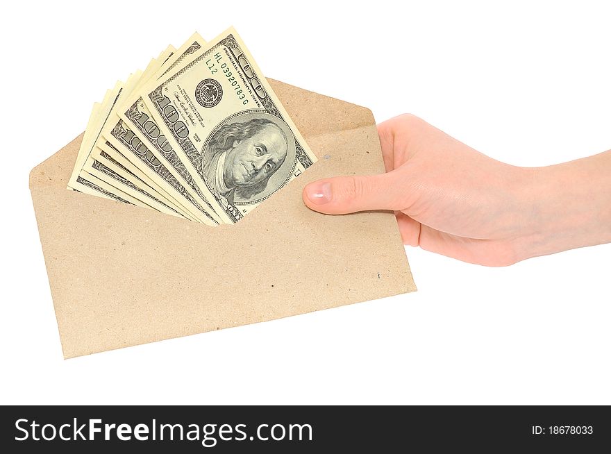And and money in envelope isolated on white background. And and money in envelope isolated on white background