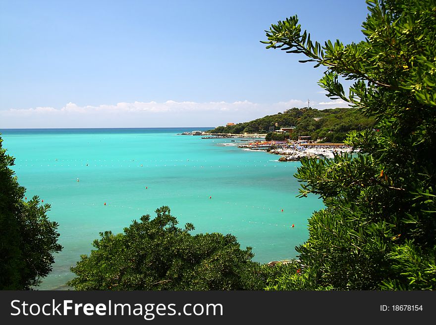 Azure sea coast in Italy