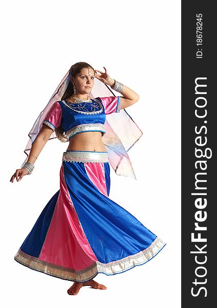 Woman dance in motion - oriental arabian costume