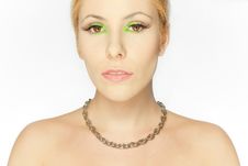 Beautiful Blond Girl With Eyes In Green Royalty Free Stock Photography