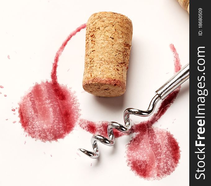 Wine circles with a corkscrew