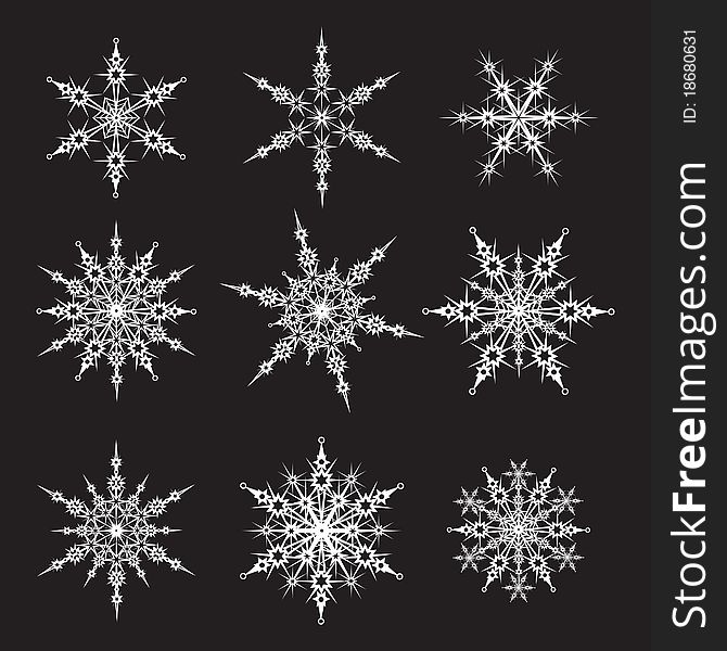 Christmas snowflakes with curly elements