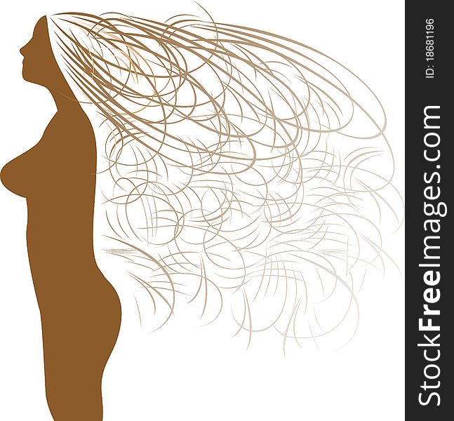 Abstract Woman Silhouette And Beautiful Hair