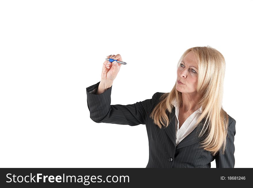 Middle aged Business woman on isolated background. Middle aged Business woman on isolated background