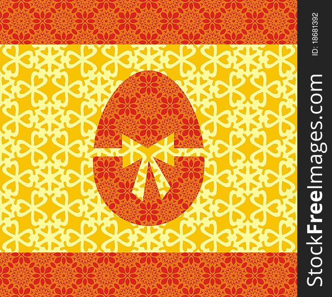Postcard with egg which consist of red texture. Vector illustration. Postcard with egg which consist of red texture. Vector illustration.