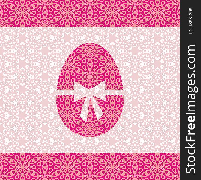 Postcard with egg which consist of pink texture. Vector illustration. Postcard with egg which consist of pink texture. Vector illustration.