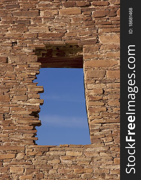 Ruined window at Chaco Culture National Historic Site, New Mexico. Ruined window at Chaco Culture National Historic Site, New Mexico