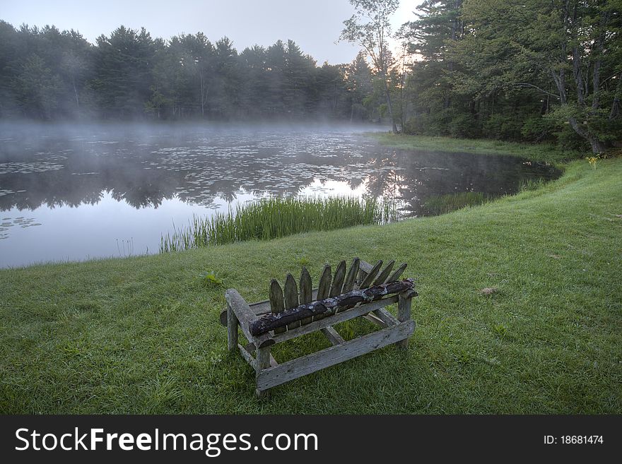 Wooden bench on Silver Lake