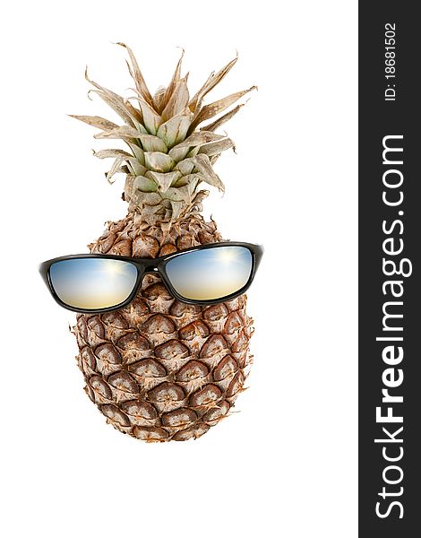 Pineapple with sunglasses as head